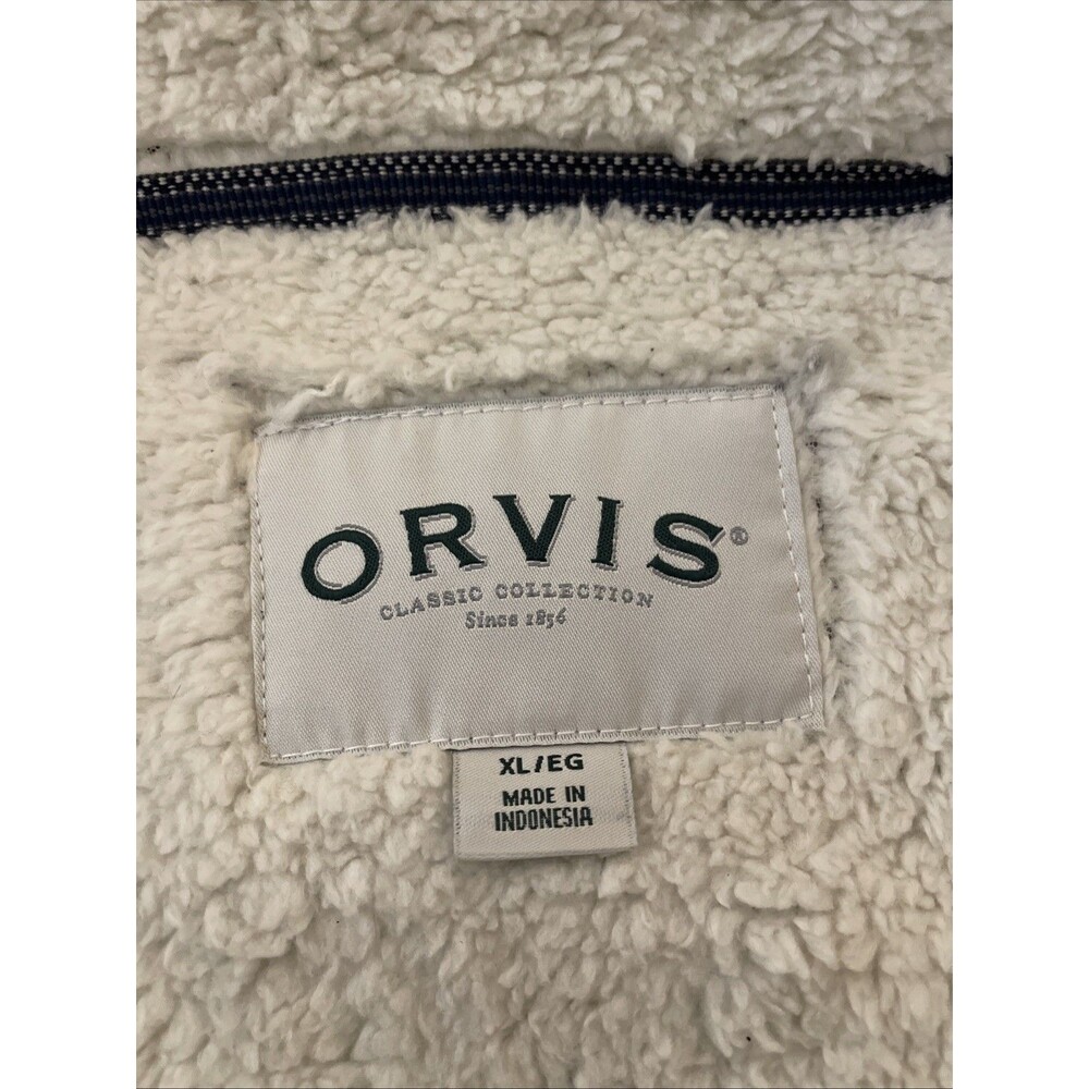Orvis Sweater Mens XL Blue Sherpa Lined Waffle Fleece Quarter Zip Pullover Top - Picture 3 of 10